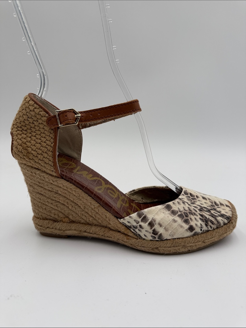SAM EDELMAN sz6 Wedge Heel Espadrille Snake Print Sandal